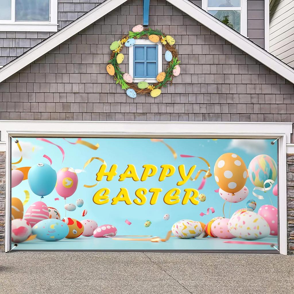 Easter Garage Door Decoration Happy Easter Garage Door Banner Large Easter Egg Spring Heavy Duty Flag Pole Holder For Trucks