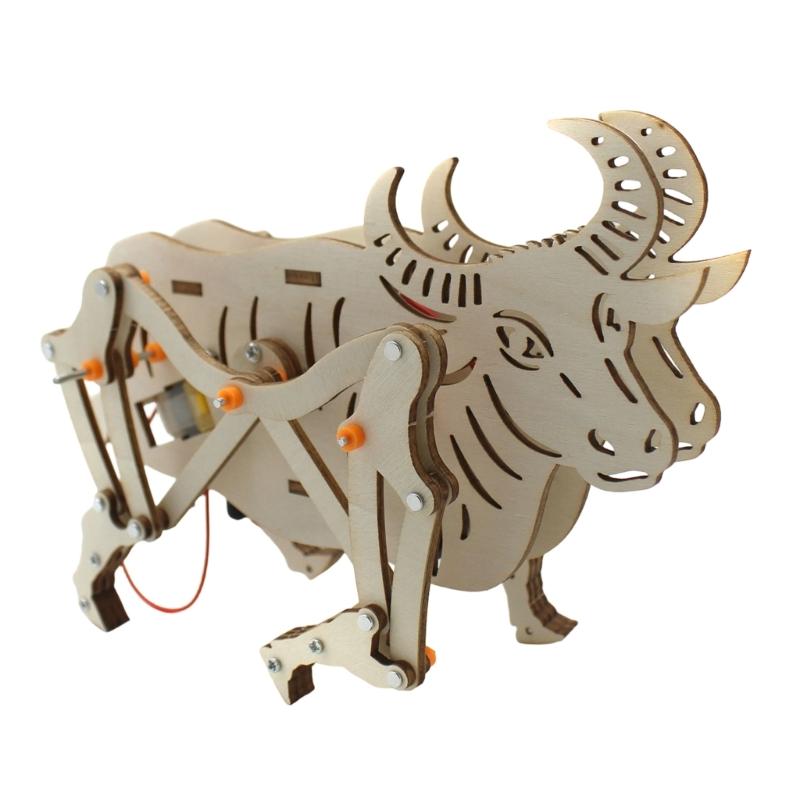 Creative Wooden Mechanical Cattle Science Toy For Children Hands On Science Project Engineering Learning Assembly Kits 1