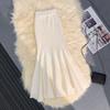 Fishtail Skirt Solid Color Elastic High Waist Knitting Skirt Solid Color Slimming