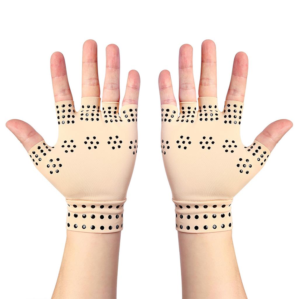 1 Pair Fingerless Gloves Unisex Nylon Compression Gloves Breathable for Daily Living Nude