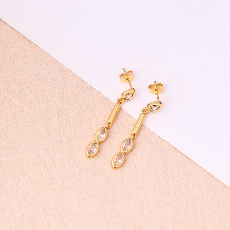 

High Quality Micro Pave Cubic Zircon Tassel Chain Hanging Drop Earrings For Women Ins Jewelry Gift 36MM