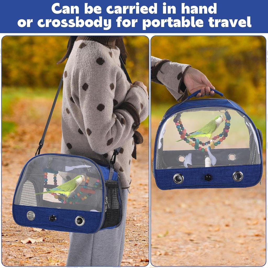 BALAPET Bird Carrier Travel Cage with Bird Ladder and Stainless Tray,Small Bird Travel Cage for Parrot,Portable Bird Backpack with Stand and Shoulder