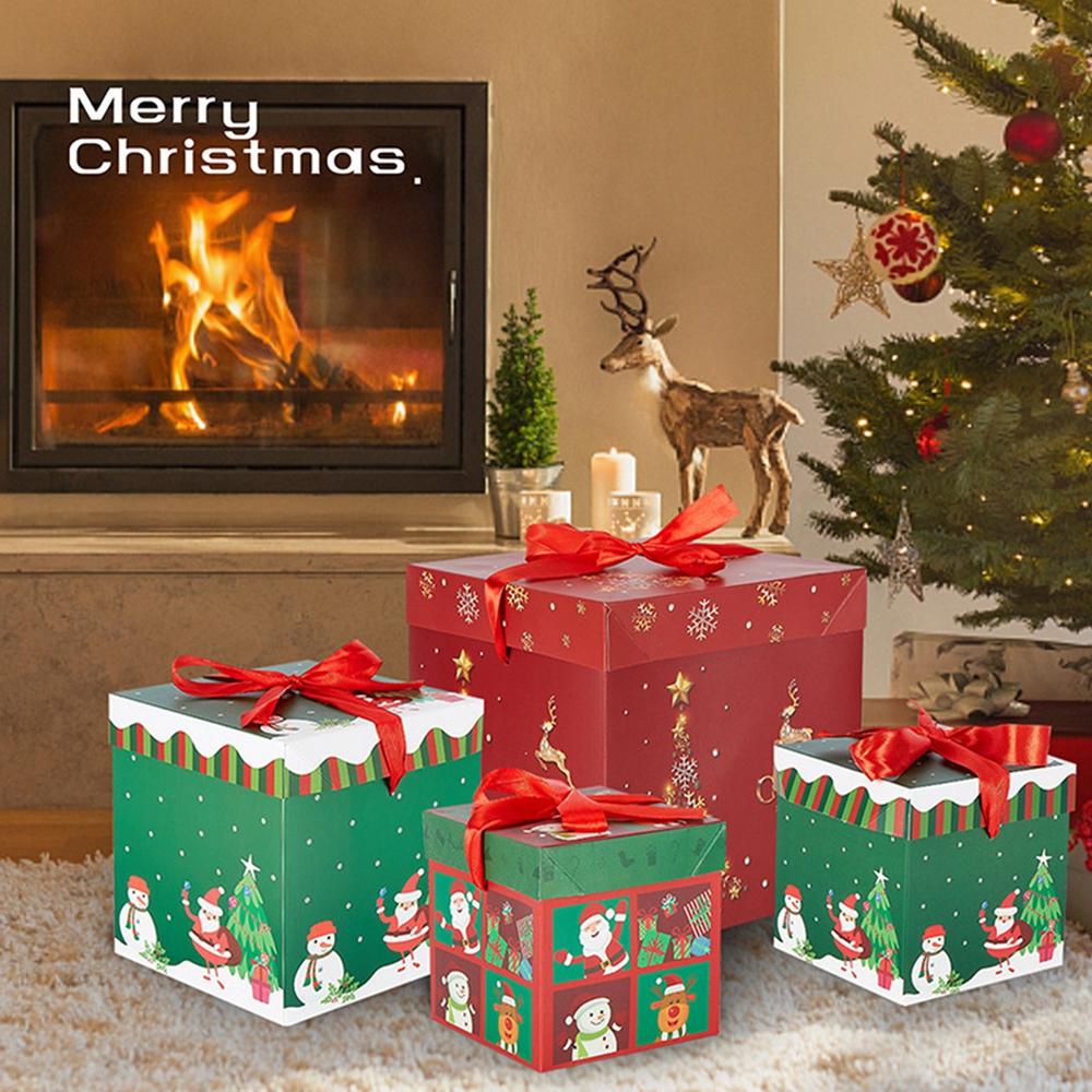 Christmas Nesting Gift Boxes With Lid For Holiday Packaging Empty Advent Calendar Candy Box Christmas Tree Gift Wrap Boxes