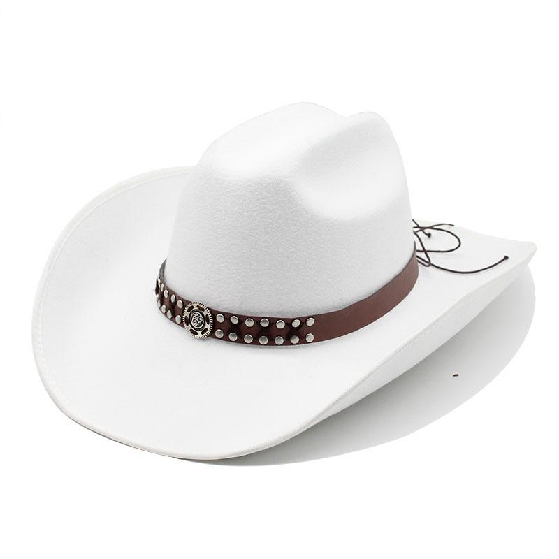 British 9.5Cm Large Eaves White Jazz Top Hat Seasonal Woolen Top Hat Simple Felt Tide Cowboy Hat