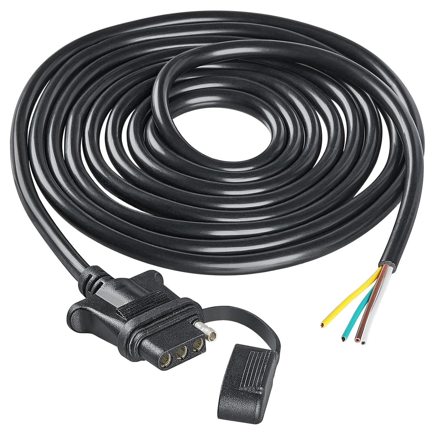 

MECMO Vehicle-Side 4 Pin Trailer Wire Connector 10 Feet Heavy Duty 18AWG 4 Way Flat Female Trailer Wiring Harness Towing Replacement 4 Prong Trailer