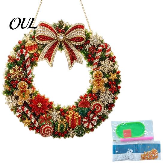 Handmade Christmas Home Decor Faux Diamond Art Ornament, DIY Santa Claus Sun Catcher Kit, Rhinestone Parent Child Interactive Crafts Xmas Wreath