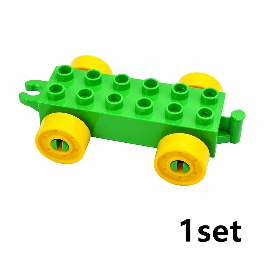 City Train Car Transport Accessorie Straight Curved Uphill Rail Constructing Block Big Dimension Track Railway Brick Compatible Duploes