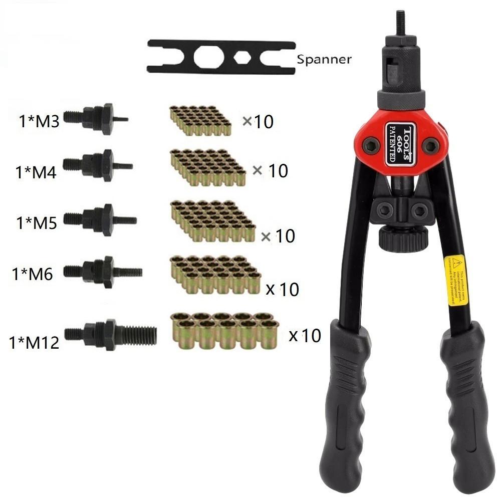 Riveter Gun Tool Hand Riveter Interchangeable Mandrel Insert Threaded Nut Rivet Drilling Rivet Tool M3-M12 Spare Part