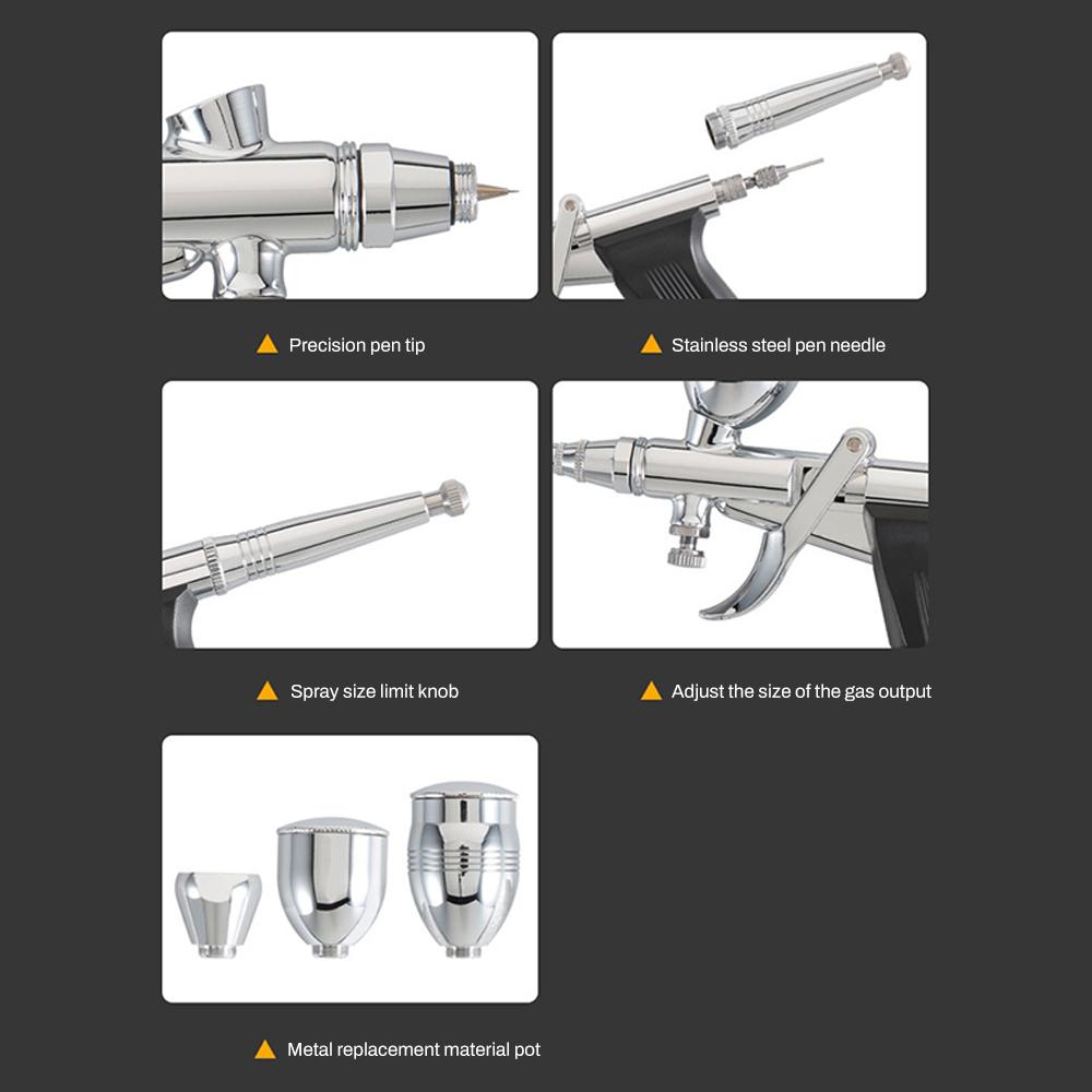 Professional Airbrush Kit 0.3/0.5/0.8mm Nozzle Needle Accessories Suitable for Nail Art Tattoo Car Model Spray Painting