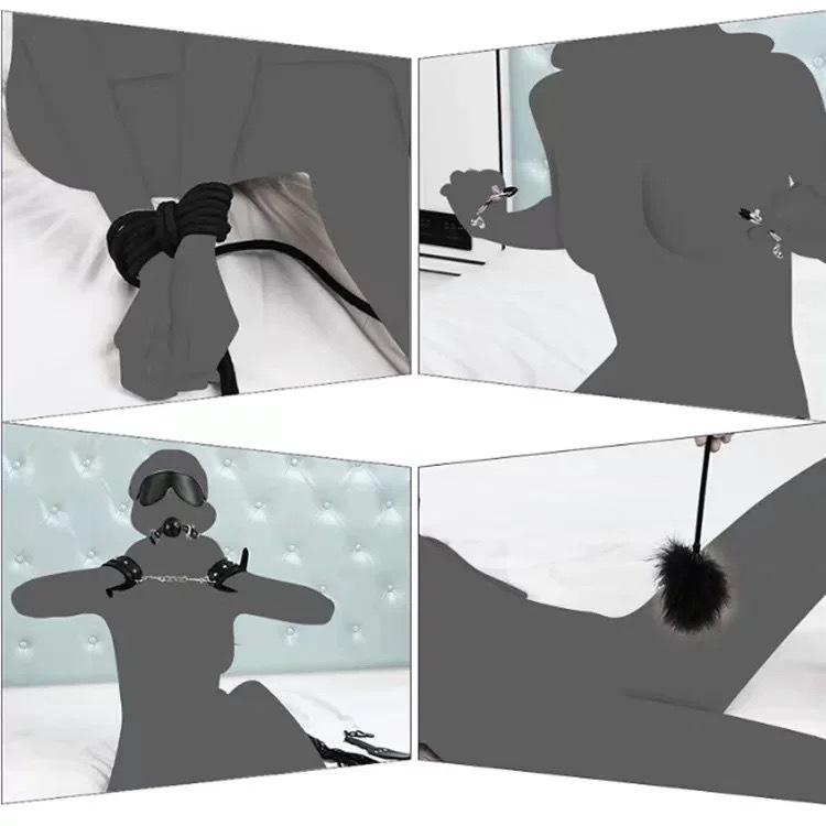 Sexy Leather  Kits Plush Sex Bondage Set Handcuffs Sex Games Whip Gag Nipple Clamps Sex Toys For Couples Exotic Accessories