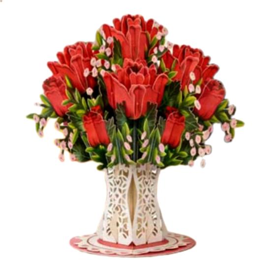 Pop-Up Vildblomma Alla Hjärtans Dag-kort 3D Pappersblomma Bukett Grattiskort Vikbar Romantiska Blomsterkort för Födelsedag Mors Dag Jubileum