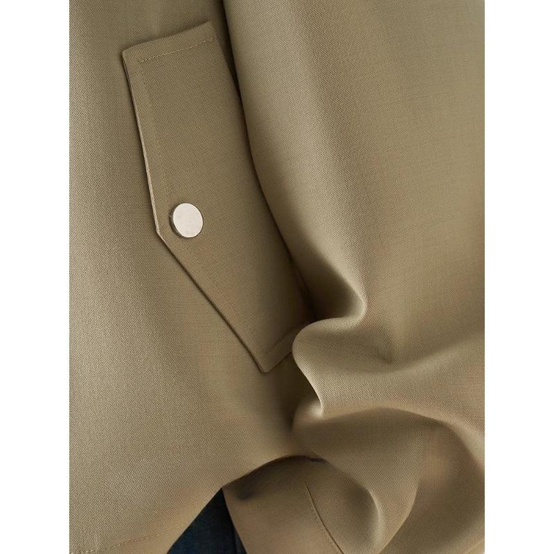 Casual Zip Up Jacket for Women Spring Autumn Slimming Trench Coat with Lining Simple and Elegant Style Petite