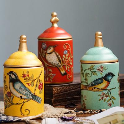 Ceramic Bird Storage Box – Retro Painted Sugar, Tea, Candy Organizer for Kitchen Decoration