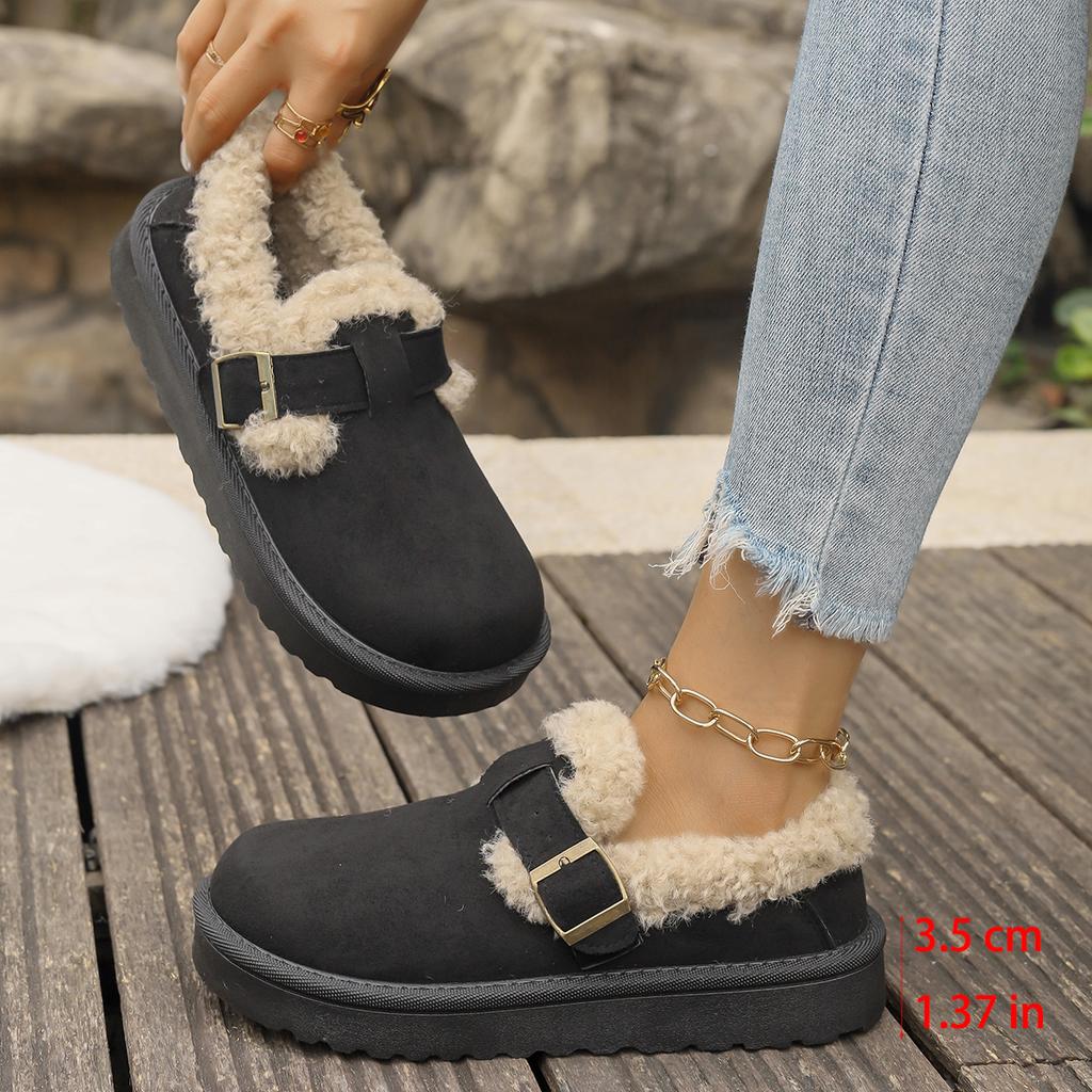 Fashion New Winter Retro Women Snow Warm Suede Leather Lazy Loafers Boots Shoes Woman Lady Female Flat Bottine Botas Warm Boots