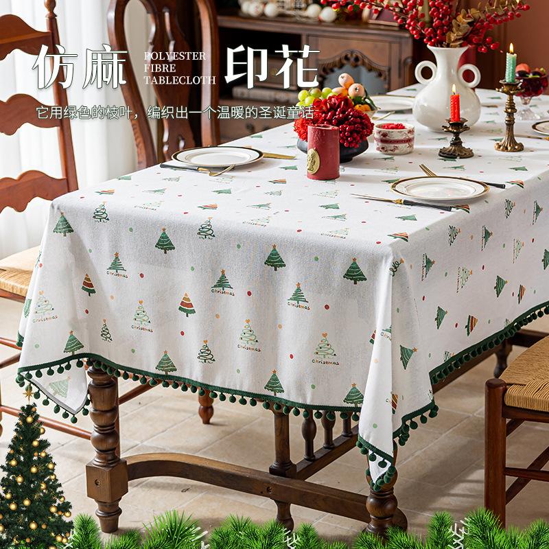 High-end tablecloth household round table rectangular table festive atmosphere Christmas party tablecloth