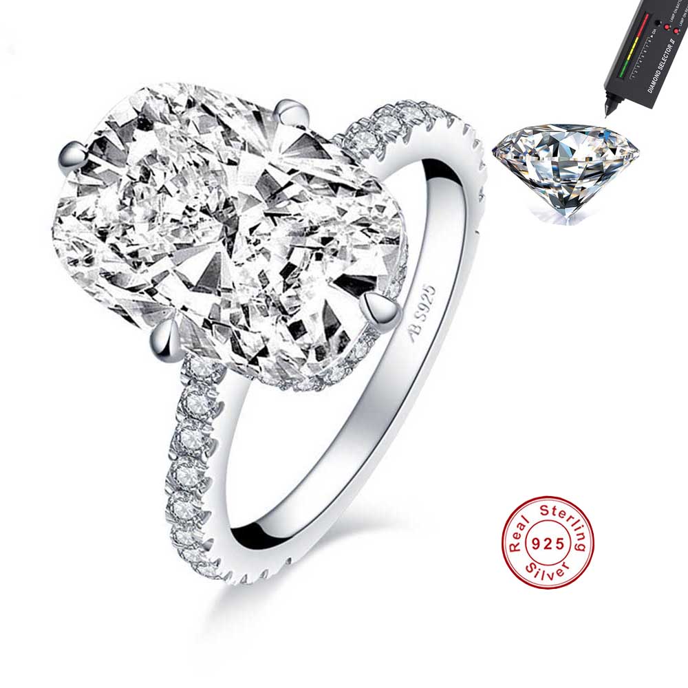 Cbtb Silver 925 Oval Real Moissanite Rings D Color Vvs1 6ct Women Wedding Luxury Diamond Rings Jewelry