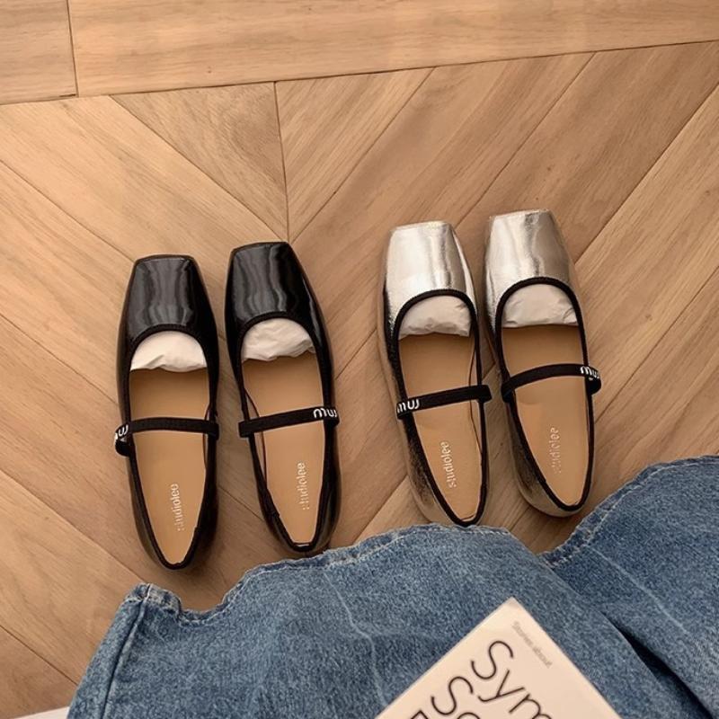 Damen Flache Schuhe Herbst Neue Marke Damen Ballerinas Mode Eckige Zehenpartie Flache Mary Jane Schuhe Weiche Lässige Ballerinas