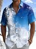 Men's Fluid Marble Gradient Print Short Sleeve Shirt, Spring Summer Luxury Hawaiian Vacation Blouse, Loose Casual Top