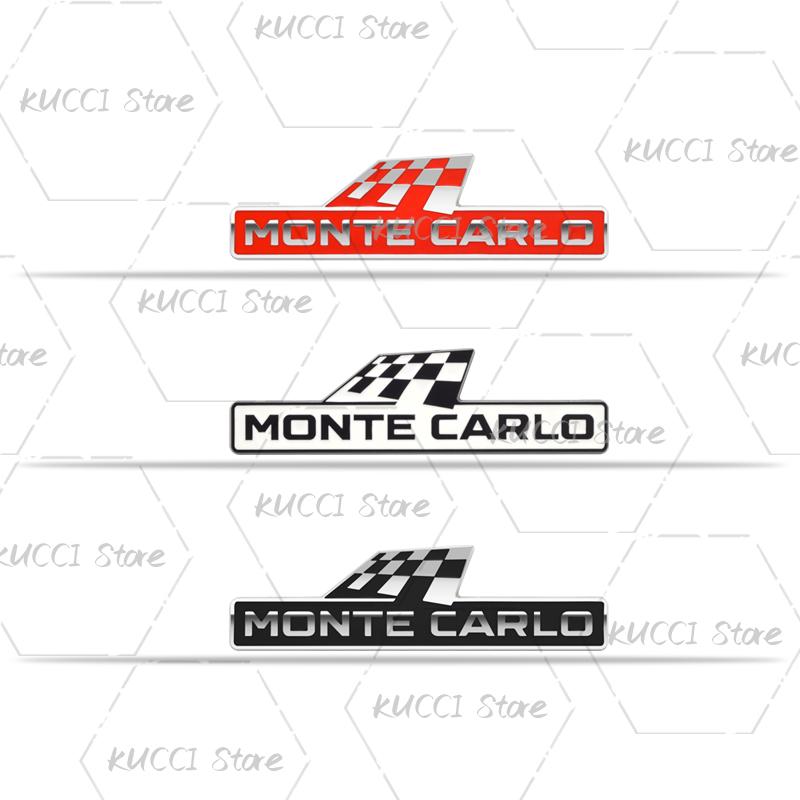 AAABV1 Alloy Metal Monte Carlo Racing Flag Grille Emblem Rear Trunk Badge Sticker For Skoda Fabia Octavia Kodiaq Superb VRS Kamiq Rapid