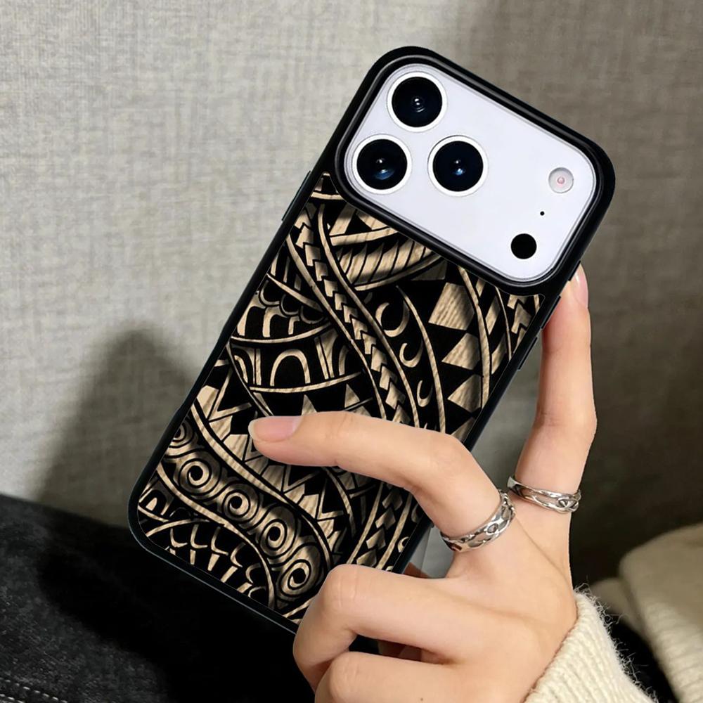Capa Case for iPhone 17 Air 16 Pro Max 15 Plus 11 13 Mini 14 12 Back Phone Cover Maori Polynesian Samoan Tribal