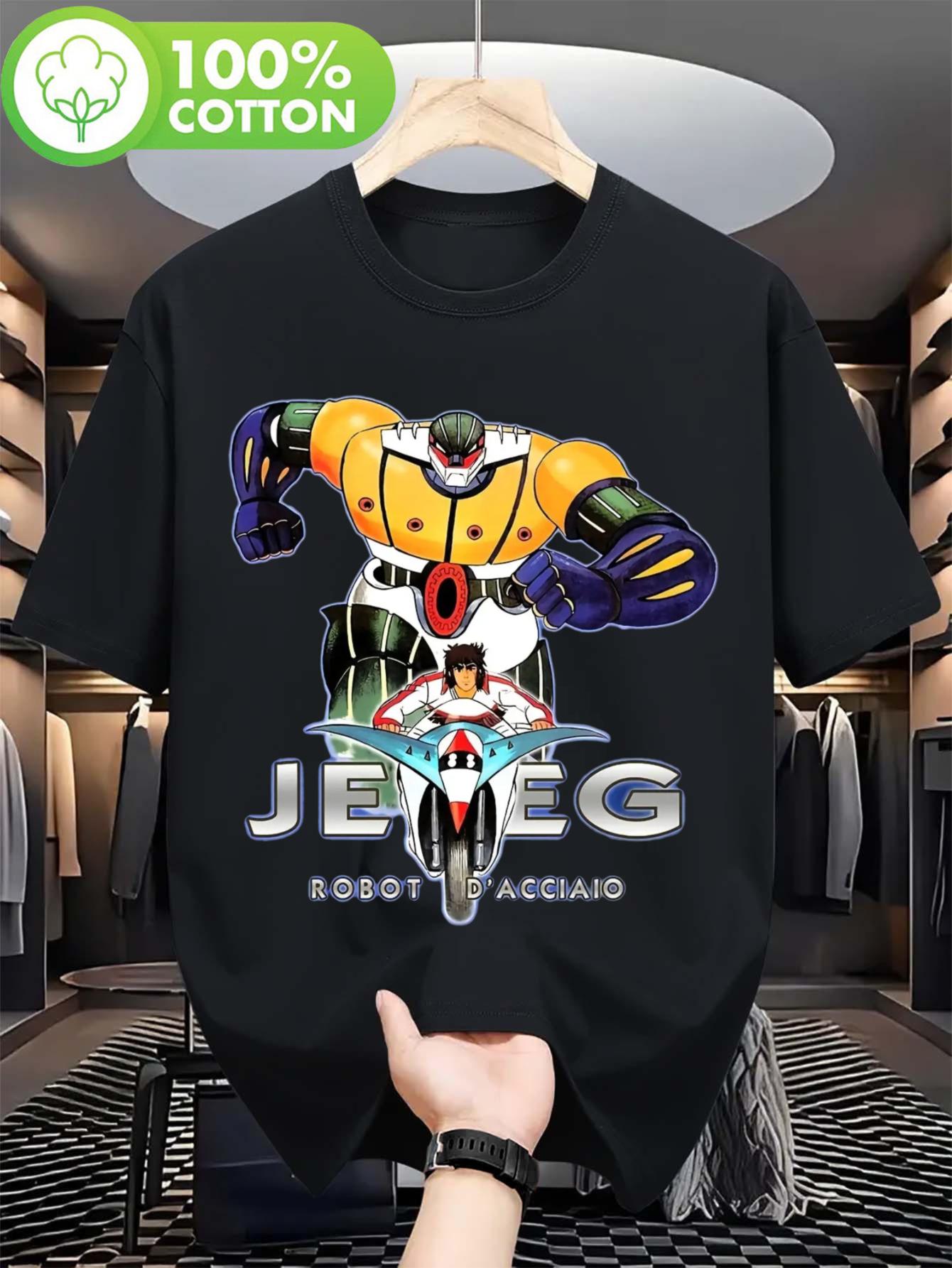 Mens Jeeg Robot DAnciaio Anime Tshirt Manga Pattern Tshirt Featuring Jeeg Robot and Hiroshi Uomo Character M