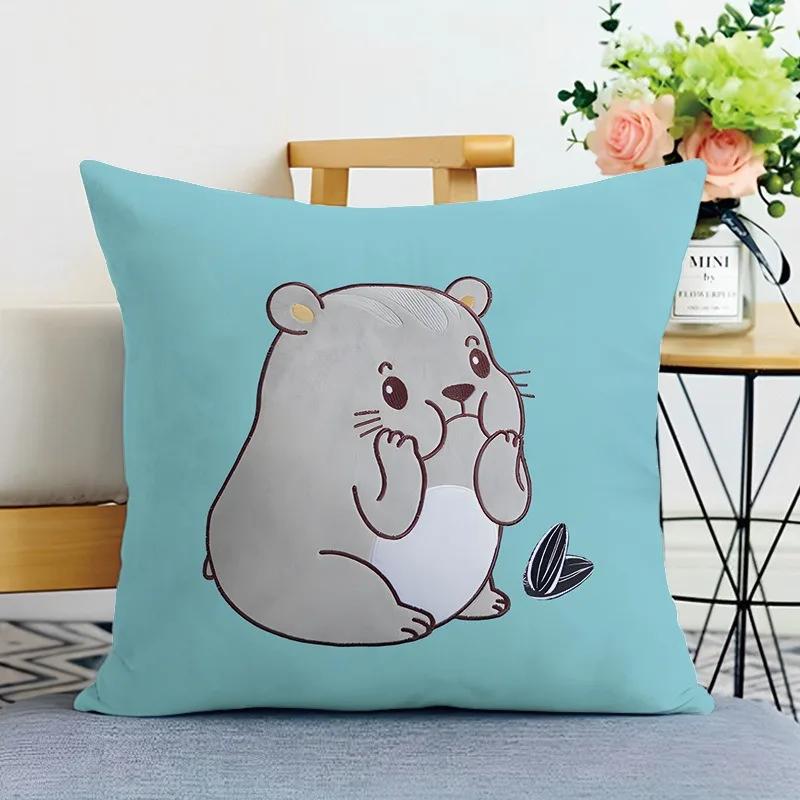 Cartoon Animal Print Decorative Pillowcase Bedroom Living Room Square Cushion Pillowcase
