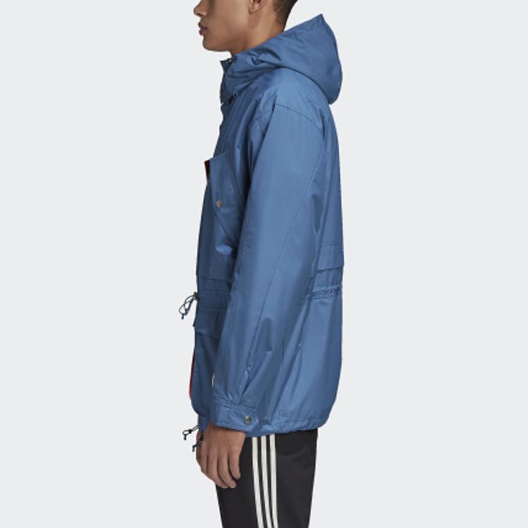 Adidas Originals Trefoil Solid Sport Casual Hooded Jacket Men Outerwear Blue FR9280
