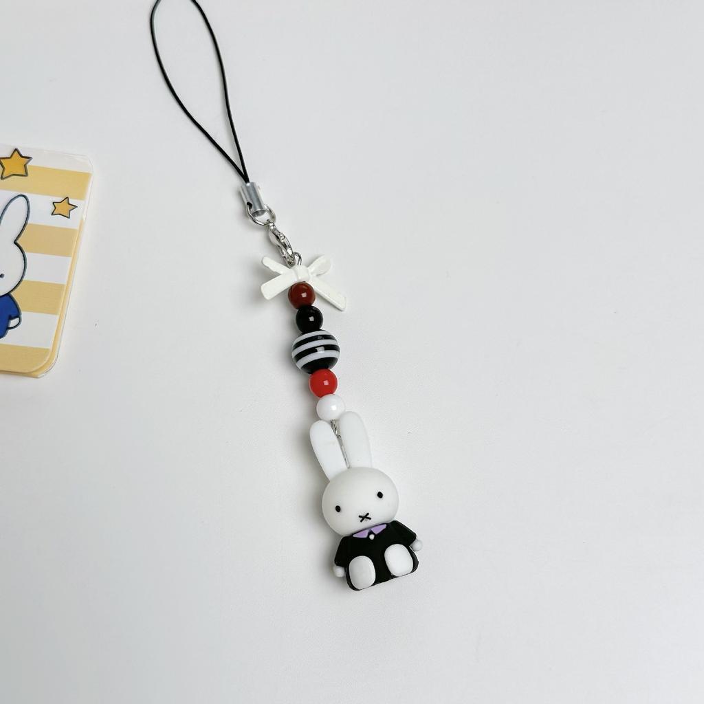 Kawaii Anime Miffy Keychain Cartoon Little Rabbit Bow Creative Keychain Bag Punk Style Bow Girl Gift