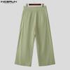 INCERUN Men Zip-Up High Waist Layers Long Trousers Casual Pants
