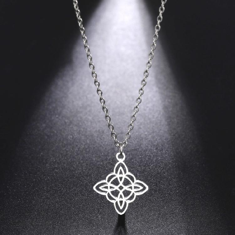 Celtic-Knot Pendant Clavicle Chain Unique Witch Knot Necklace for Women Birthday