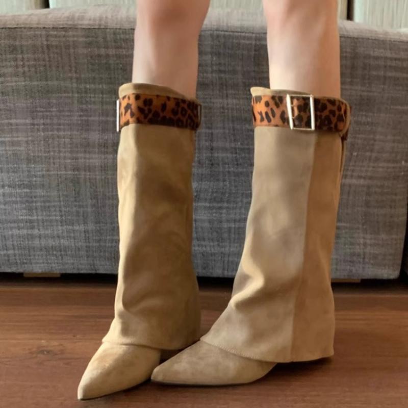 Women's Heeled Long Boots Pointed Toe Designer Elegant Winter New Shoes 2025 Fashion Suede Knee Boots Classical Cozy Zapatillas