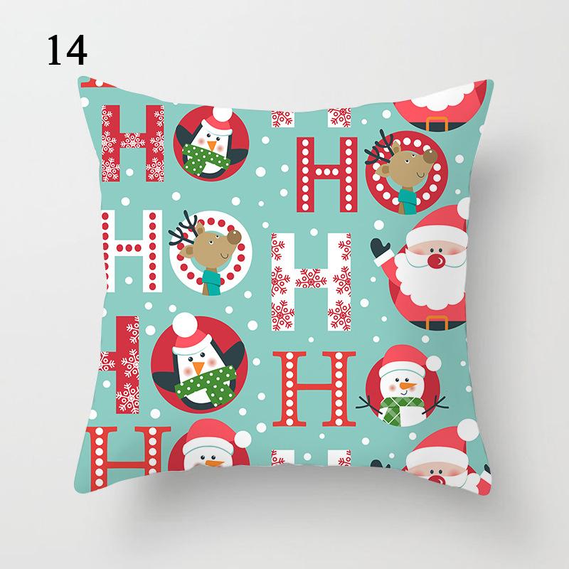 Christmas Cartoon Santa Claus Elk Penguin Decorative Pattern Pillow Case Bedroom Living Room Sofa Cinema Car Throw Pillow Case