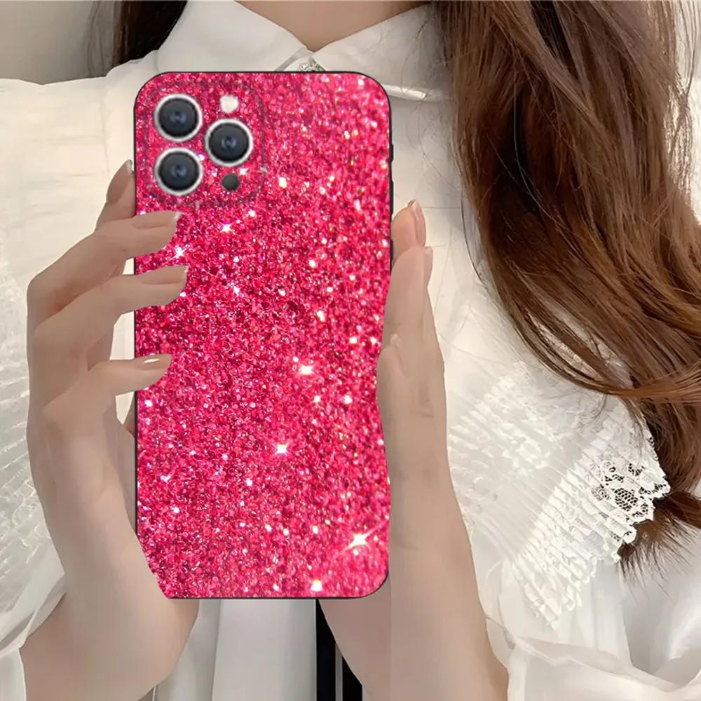 

Pink Glitter Transparent Phone Case For iPhone 15,14,13,12,11,Plus,Pro Max,XS,X,XR,SE,Mini,8,7 Soft Silicone Black Cover iPhone12mini