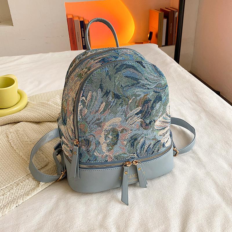 Рюкзак с масляной живописью, Женский осенний новый модный и стильный мини-рюкзак, Нишевый дизайн, Универсальный повседневный рюкзак