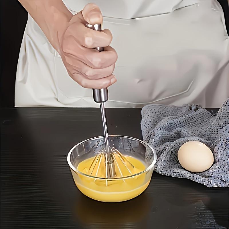 Stainless Steel Semi-Automatic Egg Beater Rotating Whisk for Cream and Eggs Durable Hand Mixer Efficient Baking Tool
