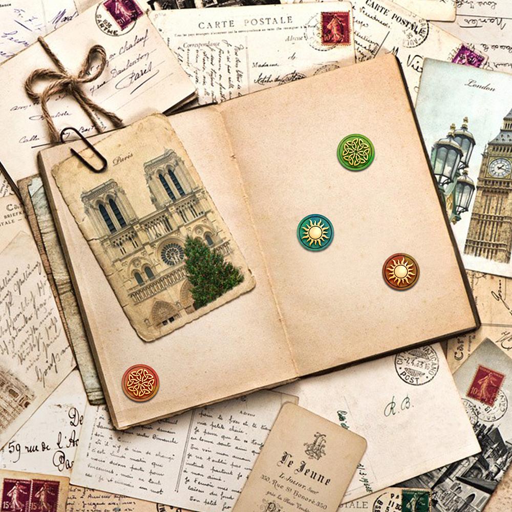 1pc 2 Sides Wax Seal Stamp Celtic Knot Sun Brass Pattern Column Mini Brass Gun Sealing Wax Stamps 15mm Wax Seal Column