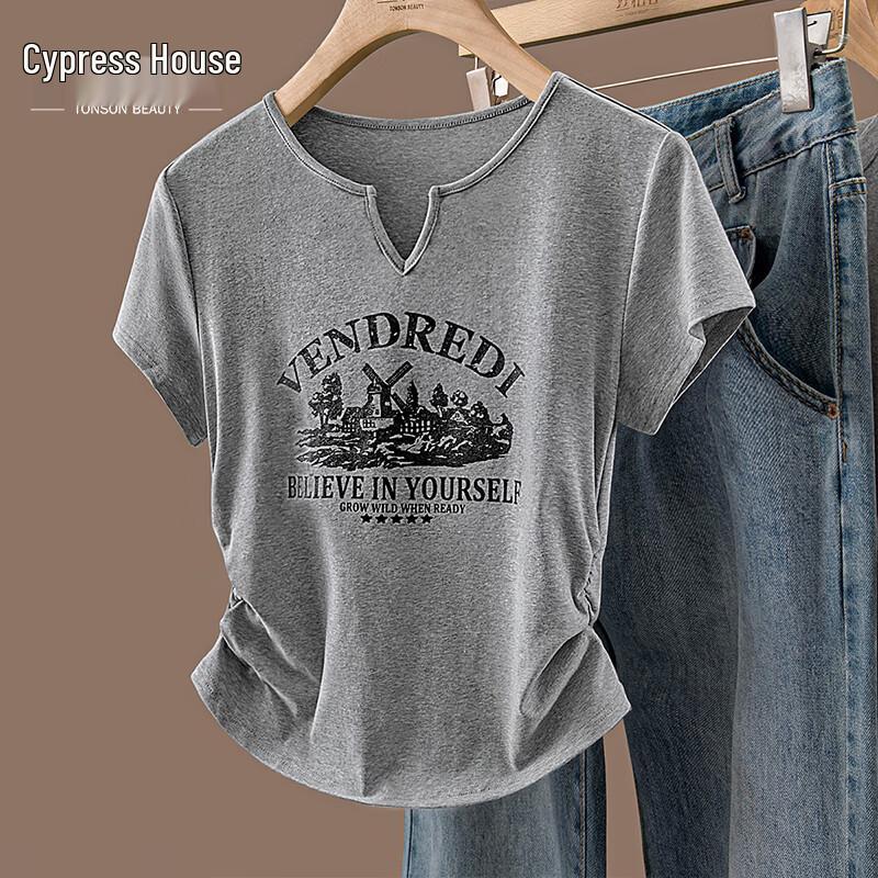 

Women s Slim-Fit Letter Print Short Sleeve T-Shirt S