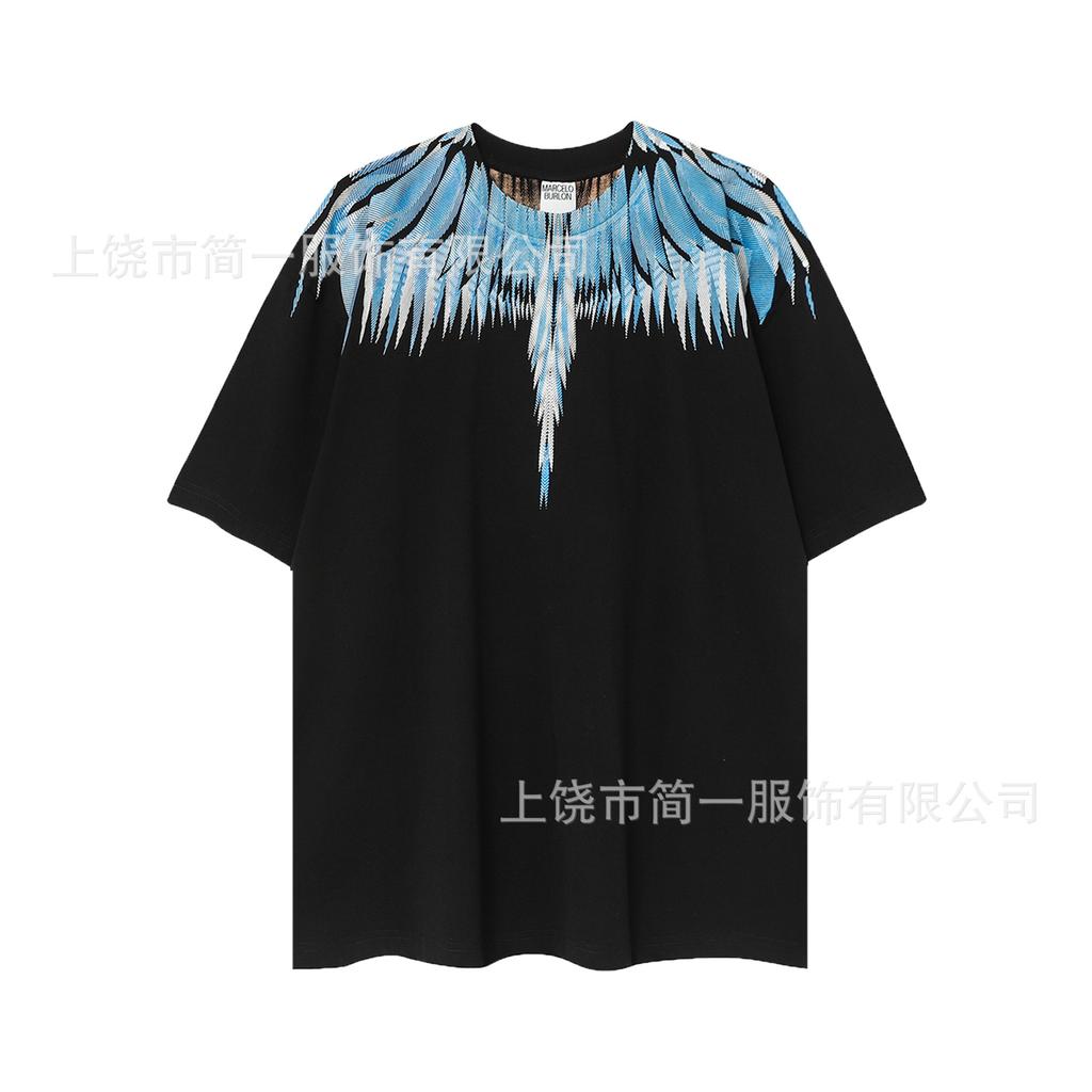 Summer Men's and Women's Same Fashion Trend T-shirt Personalized Trend Wing Printing Comfortable and Simple
