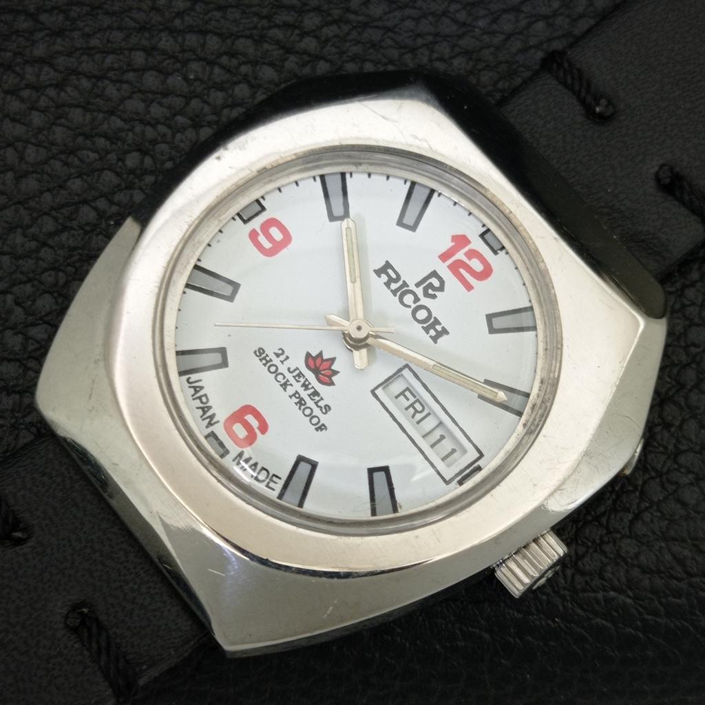 AUTOMATIC VINTAGE RICOH R31 JAPAN MENS WHITE COLOR DIAL WATCH a707693-1