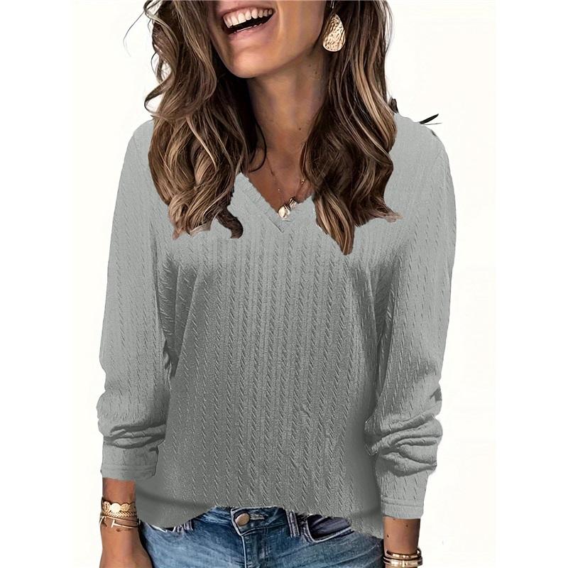 Dámské tričko s dlouhým rukávem s výstřihem do V, volné v podpaží