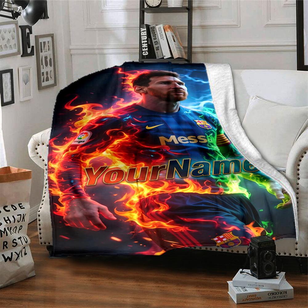Messi Personalized Name Blanket Gift Personalized Blanket Durable Comfort for Sofa Office Chair Bed Chair Ideal for All Seasons