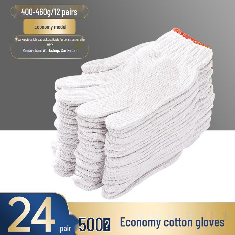 Men's Non-Slip Work Gloves - Durable, Wear-Resistant, Thickened Cotton Yarn & Nylon for Construction.