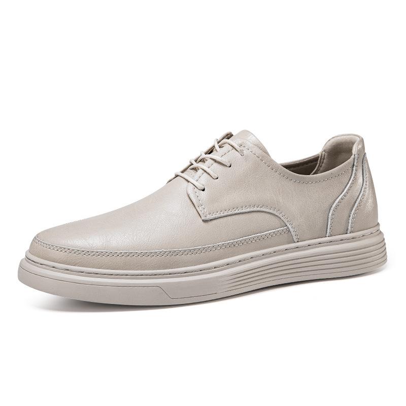 6CM men's shoes casual single shoes men's board shoes leather trendy shoes men's low-top men's lace-up leather shoes in autumn