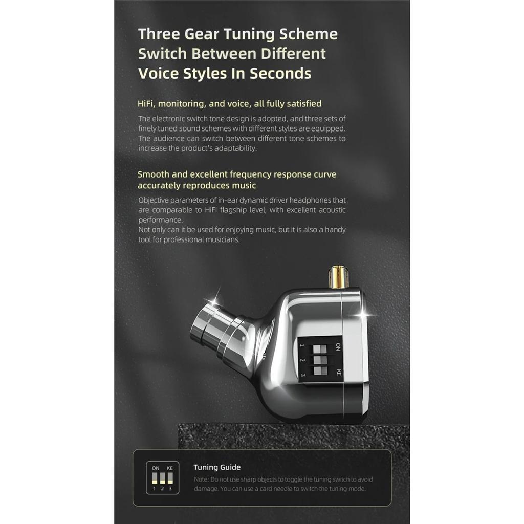 QKZ ODIN Earphones HIFI Monitoring Vocal 3-Level Tuning Switch Metal Heavy Bass Earbuds Dynamic Sport Music Headsets D-Fi Castor