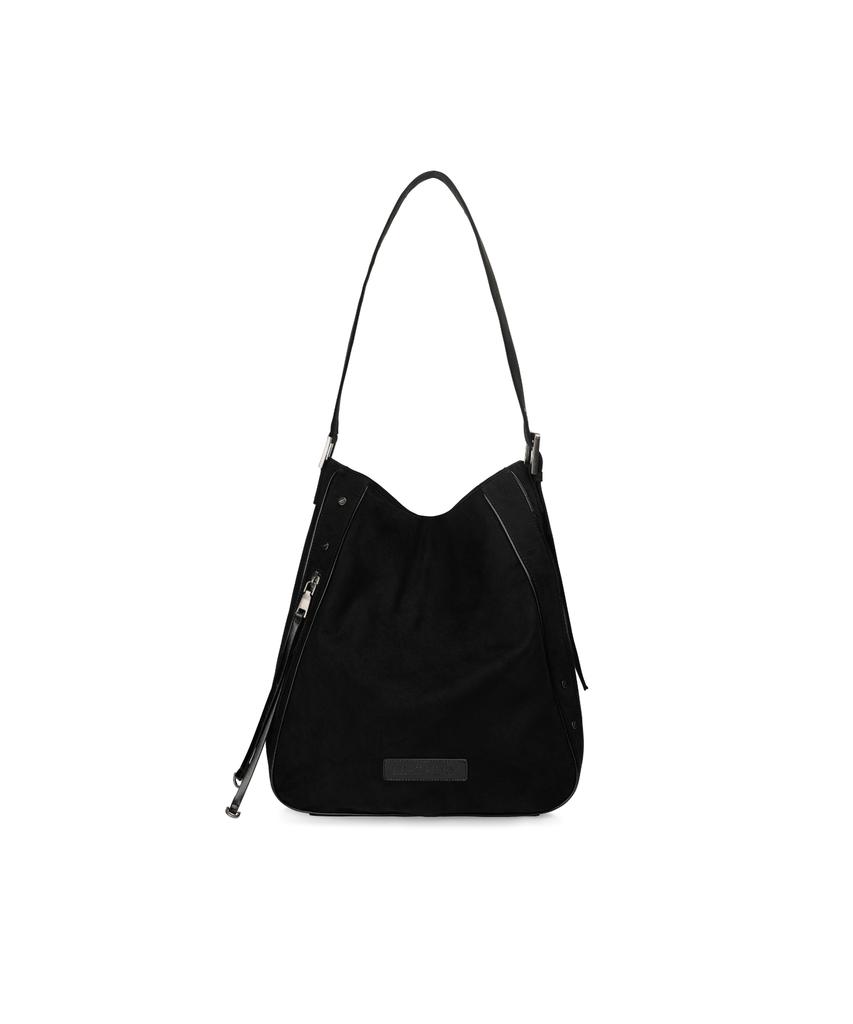 Leathery Brooklyn Suede Shopper Bag [Black]