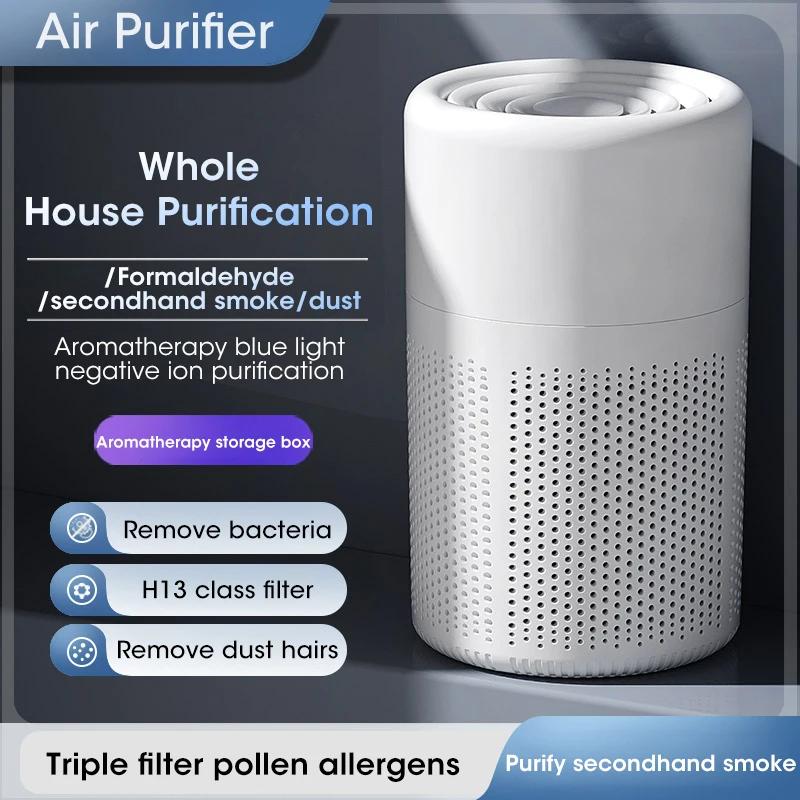 Air Purifier Smoke Odor Negative Ion Generator Household HEPA Air Purifier Efficient Purifying Air Formaldehyde for Car and Room