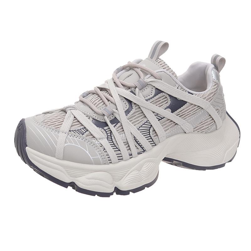 Mesh Platform Dad Shoes Women's 2025 Spring New Heightening Breathable Round Head Niche Sports and Leisure Shoes