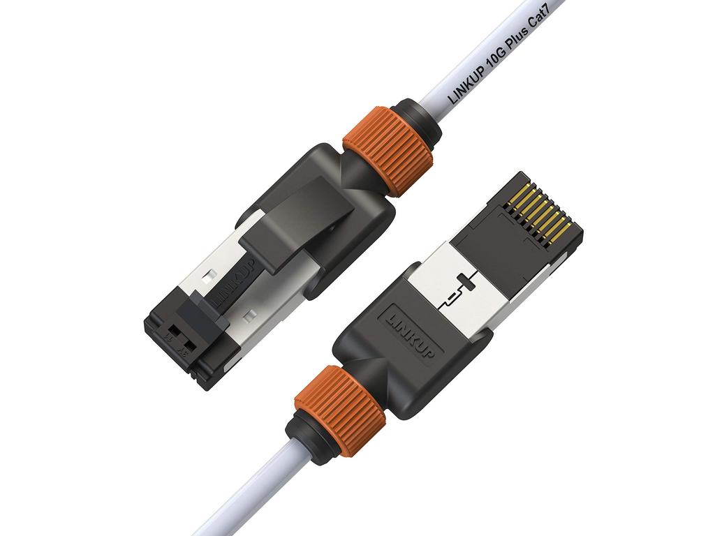 LINKUP Cat7 LAN Cable of 10 Gigabit RJ45 Connectors with Double Shielded Ethernet for and Internet Category 7 Network Cable Cable 40G 30AWG White
