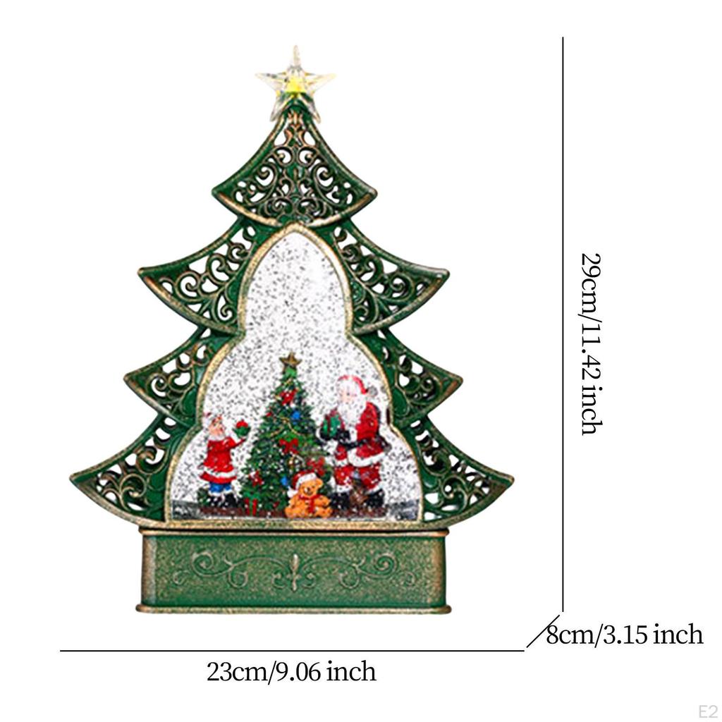 Christmas Music Box Decoration Iron Sculpture Glowing Snow Globe with Light And for