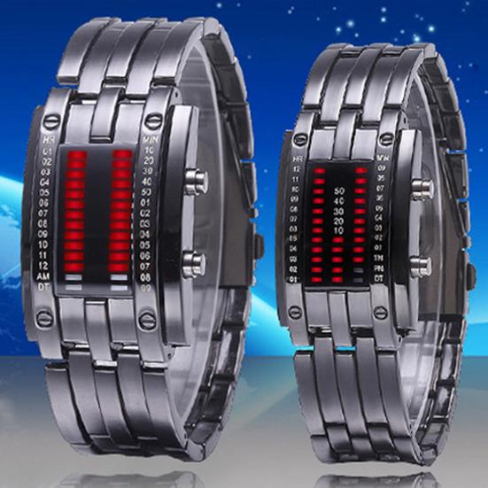 Wristwatch with Strap Date Digital Tungsten Steel Fashion Luminous Watch for Couple